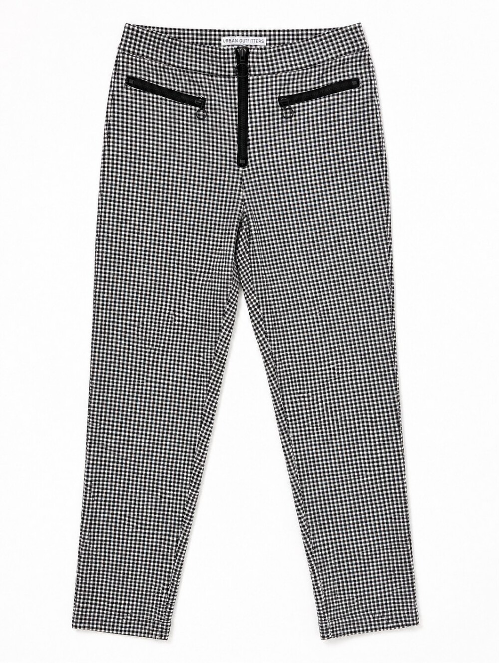 Urban Outfitters Gingham Pants Women's Size 2 Black White Stretch Crop Zippers